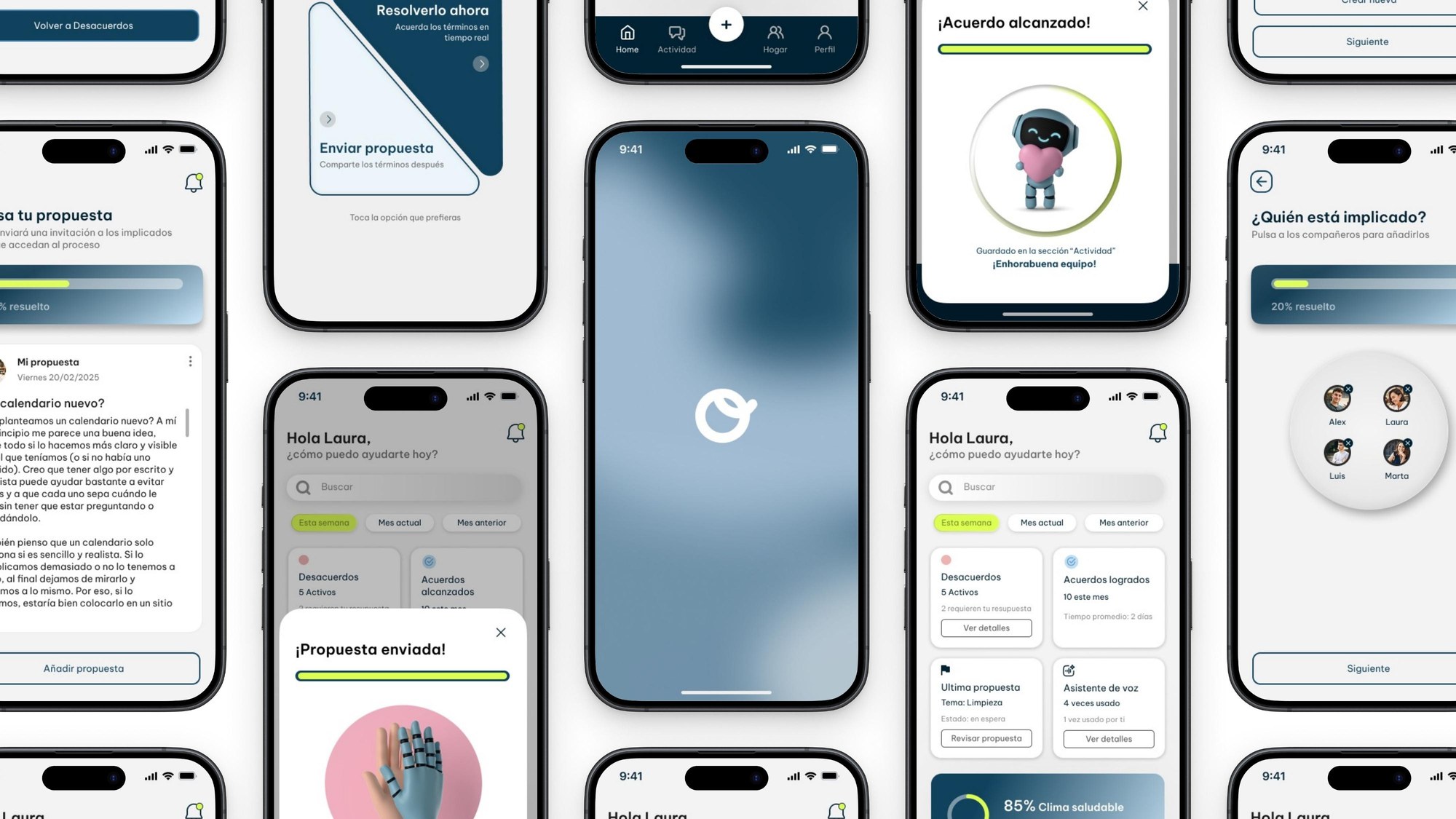 Collage of the Orris app screens designed for the Demo Day prototype